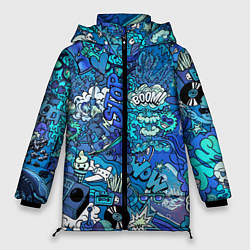 Куртка зимняя женская Сапфировый граффити-хаос, цвет: 3D-черный