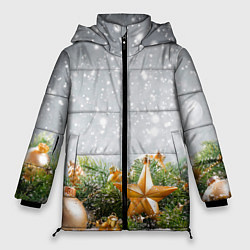 Куртка зимняя женская Новогодняя ель, цвет: 3D-светло-серый
