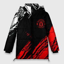 Женская зимняя куртка ФК Манчестер Юнайтед спортивные краски