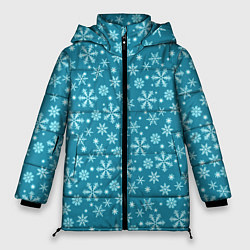 Куртка зимняя женская Снежный новогодний паттерн, цвет: 3D-светло-серый