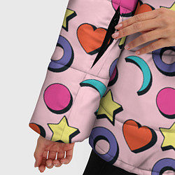 Куртка зимняя женская Современный узор с сердечной звездой и кругом, цвет: 3D-черный — фото 2