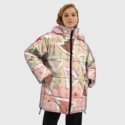 Куртка зимняя женская Розовые узоры ёлки, цвет: 3D-светло-серый — фото 2