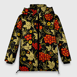 Куртка зимняя женская Русский узор с позолотой, цвет: 3D-черный