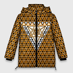 Куртка зимняя женская Жёлтые и чёрные треугольники, цвет: 3D-светло-серый