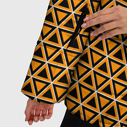 Куртка зимняя женская Жёлтые и чёрные треугольники, цвет: 3D-красный — фото 2