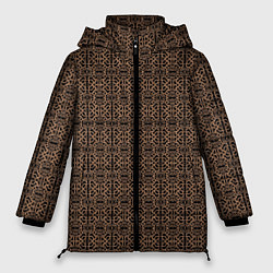 Куртка зимняя женская Ажурный тёмно-коричневый, цвет: 3D-черный