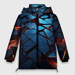Куртка зимняя женская Синие битые плитки, цвет: 3D-светло-серый