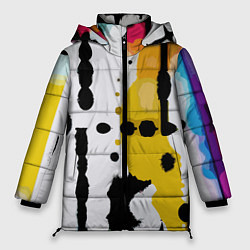 Куртка зимняя женская Цветная абстракция - минимализм, цвет: 3D-черный