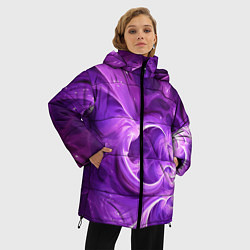 Куртка зимняя женская Фиолетовая фрактальная абстракция, цвет: 3D-красный — фото 2