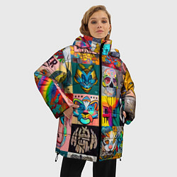 Куртка зимняя женская Всякая всячина - пэчворк, цвет: 3D-светло-серый — фото 2