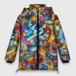 Куртка зимняя женская Фантазийный паттерн - граффити, цвет: 3D-светло-серый
