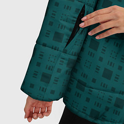 Куртка зимняя женская Зелёный квадраты паттерн, цвет: 3D-черный — фото 2