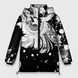 Куртка зимняя женская Абстрактная экспрессивная композиция, цвет: 3D-черный
