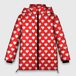 Куртка зимняя женская Сердечный фон, цвет: 3D-красный