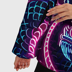 Куртка зимняя женская Neon Japanese dragon - irezumi, цвет: 3D-черный — фото 2