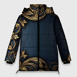 Женская зимняя куртка Лепнина объемные золотые узоры на ткани