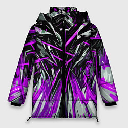 Куртка зимняя женская Череп и фиолетовые полосы, цвет: 3D-красный
