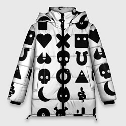 Куртка зимняя женская Love death robots pattern white, цвет: 3D-светло-серый
