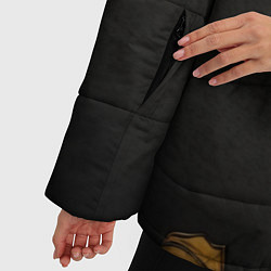 Куртка зимняя женская Объемные золотые узоры на черной ткани лепнина, цвет: 3D-светло-серый — фото 2