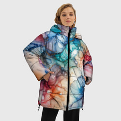 Куртка зимняя женская Нарисованная спиртовыми чернилами иллюстрация, цвет: 3D-черный — фото 2