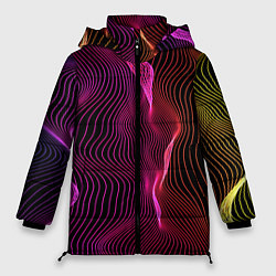 Куртка зимняя женская Переплетающие цветные линии, цвет: 3D-светло-серый