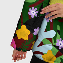 Куртка зимняя женская Гавайская цветочная расцветка, цвет: 3D-черный — фото 2