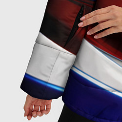 Куртка зимняя женская Изогнутая белая синяя красная абстракция, цвет: 3D-светло-серый — фото 2