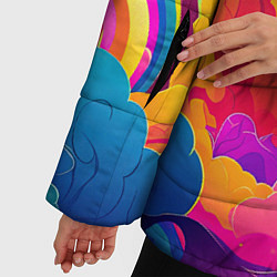 Куртка зимняя женская Яркие краски перетекают в радугу, цвет: 3D-черный — фото 2