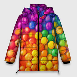 Куртка зимняя женская Разноцветные шарики, цвет: 3D-черный