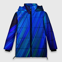 Куртка зимняя женская Неоновые синии линии, цвет: 3D-черный