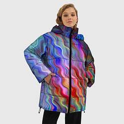 Куртка зимняя женская Волнистые разноцветные линии, цвет: 3D-черный — фото 2
