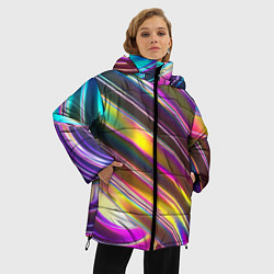 Куртка зимняя женская Неоновый скрученный металл разноцветный, цвет: 3D-светло-серый — фото 2