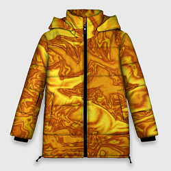Куртка зимняя женская Абстракция жидкое золото, цвет: 3D-черный