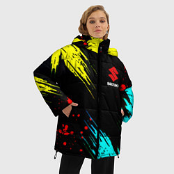 Куртка зимняя женская Suzuki краски абстрактные, цвет: 3D-красный — фото 2