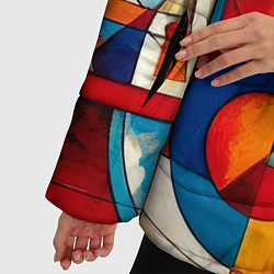 Куртка зимняя женская Абстракция из ярких цветов и геометрических фигур, цвет: 3D-черный — фото 2