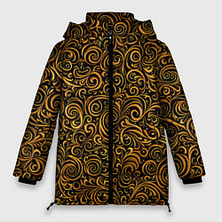 Куртка зимняя женская Золотые узоры завитки, цвет: 3D-светло-серый