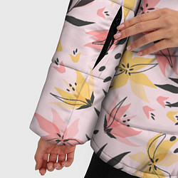 Куртка зимняя женская Абстрактный паттерн с цветами, цвет: 3D-черный — фото 2