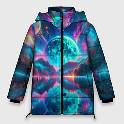 Куртка зимняя женская Неоновая луна, цвет: 3D-черный