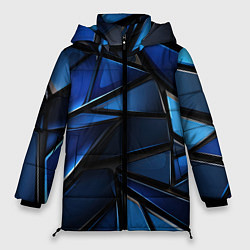Куртка зимняя женская Синие объемные геометрические объекты, цвет: 3D-светло-серый