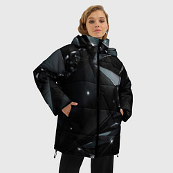 Куртка зимняя женская Black luxury abstract, цвет: 3D-светло-серый — фото 2