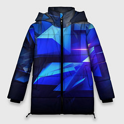 Куртка зимняя женская Black blue background abstract, цвет: 3D-светло-серый