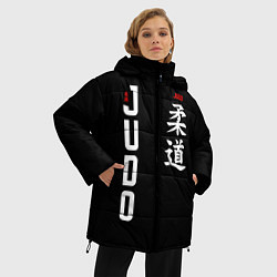 Куртка зимняя женская Борьба дзюдо с иероглифом, цвет: 3D-черный — фото 2