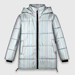 Куртка зимняя женская Белый в тонкую цветную полоску, цвет: 3D-светло-серый