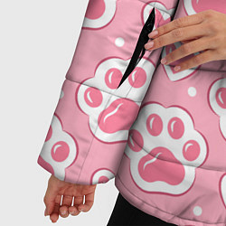 Куртка зимняя женская Кошачьи лапки и сердечки, цвет: 3D-светло-серый — фото 2