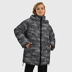 Куртка зимняя женская Тёмный камуфляж из рыб, цвет: 3D-светло-серый — фото 2