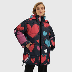 Куртка зимняя женская Сердечный паттерн, цвет: 3D-светло-серый — фото 2