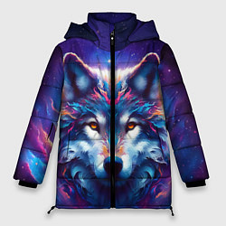Куртка зимняя женская Волк и звезды, цвет: 3D-красный