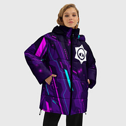 Куртка зимняя женская Brawl Stars neon gaming, цвет: 3D-черный — фото 2