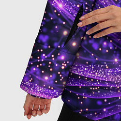 Куртка зимняя женская Фиолетовые сверкающие абстрактные волны, цвет: 3D-светло-серый — фото 2