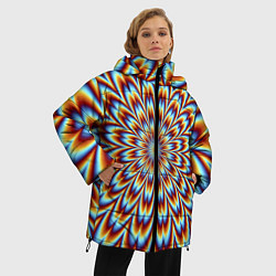 Куртка зимняя женская Оптическая иллюзия в виде цветка, цвет: 3D-черный — фото 2